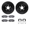 8512-03028 Drilled/Slotted Brake Rotors w/5000 Advanced Brake Pads Kit & Hardware [Black], 2004-2006 Kia/Hyundai/Genesis, Positi - image 1