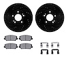 8512-03045 Drilled/Slotted Brake Rotors w/5000 Advanced Brake Pads Kit & Hardware [Black], 2014-2018 Kia/Hyundai/Genesis, Positi - image 1