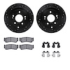 8512-03046 Drilled/Slotted Brake Rotors w/5000 Advanced Brake Pads Kit & Hardware [Black], 2007-2009 Kia/Hyundai/Genesis, Positi - image 1