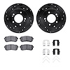 8512-03052 Drilled/Slotted Brake Rotors w/5000 Advanced Brake Pads Kit & Hardware [Black], 2016-2020 Kia/Hyundai/Genesis, Positi - image 1
