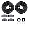 8512-03057 Drilled/Slotted Brake Rotors w/5000 Advanced Brake Pads Kit & Hardware [Black], 2007-2010 Kia/Hyundai/Genesis, Positi - image 1