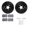 8512-03063 Drilled/Slotted Brake Rotors w/5000 Advanced Brake Pads Kit & Hardware [Black], 2010-2016 Kia/Hyundai/Genesis, Positi - image 1