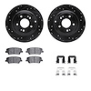 8512-03066 Drilled/Slotted Brake Rotors w/5000 Advanced Brake Pads Kit & Hardware [Black], 2010-2016 Kia/Hyundai/Genesis, Positi - image 1