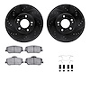 8512-03067 Drilled/Slotted Brake Rotors w/5000 Advanced Brake Pads Kit & Hardware [Black], 2010-2016 Kia/Hyundai/Genesis, Positi - image 1