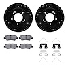 8512-03071 Drilled/Slotted Brake Rotors w/5000 Advanced Brake Pads Kit & Hardware [Black], Fits Select Kia/Hyundai/Genesis, Posi - image 1