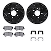 8512-03076 Drilled/Slotted Brake Rotors w/5000 Advanced Brake Pads Kit & Hardware [Black], 2012-2016 Kia/Hyundai/Genesis, Positi - image 1
