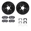 8512-03077 Drilled/Slotted Brake Rotors w/5000 Advanced Brake Pads Kit & Hardware [Black], 2016-2021 Kia/Hyundai/Genesis, Positi - image 1