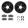 8512-03078 Drilled/Slotted Brake Rotors w/5000 Advanced Brake Pads Kit & Hardware [Black], 2017-2020 Kia/Hyundai/Genesis, Positi - image 1