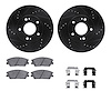 8512-03080 Drilled/Slotted Brake Rotors w/5000 Advanced Brake Pads Kit & Hardware [Black], Fits Select Kia/Hyundai/Genesis, Posi - image 1