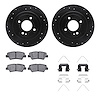 8512-03090 Drilled/Slotted Brake Rotors w/5000 Advanced Brake Pads Kit & Hardware [Black], Fits Select Kia/Hyundai/Genesis, Posi - image 1