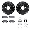 8512-03093 Drilled/Slotted Brake Rotors w/5000 Advanced Brake Pads Kit & Hardware [Black], Fits Select Kia/Hyundai/Genesis, Posi - image 1