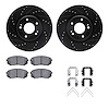 8512-03095 Drilled/Slotted Brake Rotors w/5000 Advanced Brake Pads Kit & Hardware [Black], Fits Select Kia/Hyundai/Genesis, Posi - image 1