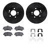 8512-03098 Drilled/Slotted Brake Rotors w/5000 Advanced Brake Pads Kit & Hardware [Black], Fits Select Kia/Hyundai/Genesis, Posi - image 1