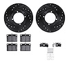 8512-03127 Drilled/Slotted Brake Rotors w/5000 Advanced Brake Pads Kit & Hardware [Black], 1987-1987 Mitsubishi, Position: Front - image 1