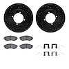 8512-03146 Drilled/Slotted Brake Rotors w/5000 Advanced Brake Pads Kit & Hardware [Black], 1997-1998 Kia/Hyundai/Genesis, Positi - image 1