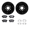 8512-07003 Drilled/Slotted Brake Rotors w/5000 Advanced Brake Pads Kit & Hardware [Black], 2014-2019 Mopar, Position: Rear - image 1