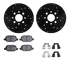 8512-07005 Drilled/Slotted Brake Rotors w/5000 Advanced Brake Pads Kit & Hardware [Black], 2013-2019 Mopar, Position: Rear