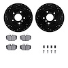 8512-11000 Drilled/Slotted Brake Rotors w/5000 Advanced Brake Pads Kit & Hardware [Black], 1999-2004 Land Rover, Position: Rear - image 1
