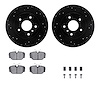 8512-11001 Drilled/Slotted Brake Rotors w/5000 Advanced Brake Pads Kit & Hardware [Black], 1994-2002 Land Rover, Position: Rear - image 1