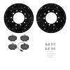 8512-11002 Drilled/Slotted Brake Rotors w/5000 Advanced Brake Pads Kit & Hardware [Black], 1987-1995 Land Rover, Position: Rear - image 1