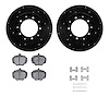 8512-11003 Drilled/Slotted Brake Rotors w/5000 Advanced Brake Pads Kit & Hardware [Black], 1974-2016 Land Rover, Position: Rear - image 1