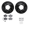 8512-11004 Drilled/Slotted Brake Rotors w/5000 Advanced Brake Pads Kit & Hardware [Black], 1987-1989 Land Rover, Position: Front - image 1