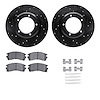 8512-11005 Drilled/Slotted Brake Rotors w/5000 Advanced Brake Pads Kit & Hardware [Black], 1974-1974 Land Rover, Position: Front - image 1