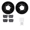 8512-11006 Drilled/Slotted Brake Rotors w/5000 Advanced Brake Pads Kit & Hardware [Black], 1990-1995 Land Rover, Position: Front - image 1