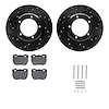 8512-11007 Drilled/Slotted Brake Rotors w/5000 Advanced Brake Pads Kit & Hardware [Black], 1994-1999 Land Rover, Position: Front - image 1