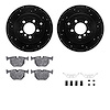 8512-11011 Drilled/Slotted Brake Rotors w/5000 Advanced Brake Pads Kit & Hardware [Black], 2003-2005 Land Rover, Position: Rear - image 1