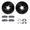 8512-11012 Drilled/Slotted Brake Rotors w/5000 Advanced Brake Pads Kit & Hardware [Black], 2005-2009 Land Rover, Position: Front - image 1