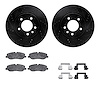 8512-11013 Drilled/Slotted Brake Rotors w/5000 Advanced Brake Pads Kit & Hardware [Black], 2005-2007 Land Rover, Position: Front - image 1