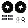 8512-11015 Drilled/Slotted Brake Rotors w/5000 Advanced Brake Pads Kit & Hardware [Black], 2005-2016 Land Rover, Position: Rear - image 1