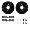 8512-11017 Drilled/Slotted Brake Rotors w/5000 Advanced Brake Pads Kit & Hardware [Black], 2006-2012 Land Rover, Position: Rear - image 1