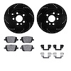 8512-11020 Drilled/Slotted Brake Rotors w/5000 Advanced Brake Pads Kit & Hardware [Black], 2008-2012 Land Rover, Position: Rear - image 1