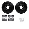 8512-11021 Drilled/Slotted Brake Rotors w/5000 Advanced Brake Pads Kit & Hardware [Black], 2010-2012 Land Rover, Position: Front - image 1