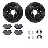 8512-11023 Drilled/Slotted Brake Rotors w/5000 Advanced Brake Pads Kit & Hardware [Black], 2010-2012 Land Rover, Position: Rear - image 1