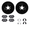 8512-11024 Drilled/Slotted Brake Rotors w/5000 Advanced Brake Pads Kit & Hardware [Black], 2010-2013 Land Rover, Position: Rear - image 1