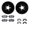 8512-11025 Drilled/Slotted Brake Rotors w/5000 Advanced Brake Pads Kit & Hardware [Black], 2002-2005 Land Rover, Position: Front - image 1