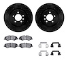 8512-11030 Drilled/Slotted Brake Rotors w/5000 Advanced Brake Pads Kit & Hardware [Black], 2010-2017 Land Rover, Position: Front - image 1