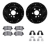 8512-11034 Drilled/Slotted Brake Rotors w/5000 Advanced Brake Pads Kit & Hardware [Black], 2012-2015 Land Rover, Position: Rear - image 1