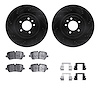 8512-11035 Drilled/Slotted Brake Rotors w/5000 Advanced Brake Pads Kit & Hardware [Black], Fits Select Land Rover, Position: Rea - image 1