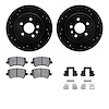 8512-11037 Drilled/Slotted Brake Rotors w/5000 Advanced Brake Pads Kit & Hardware [Black], 2013-2015 Land Rover, Position: Rear - image 1