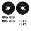 8512-11038 Drilled/Slotted Brake Rotors w/5000 Advanced Brake Pads Kit & Hardware [Black], 2014-2017 Land Rover, Position: Rear - image 1