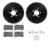 8512-11103 Drilled/Slotted Brake Rotors w/5000 Advanced Brake Pads Kit & Hardware [Black], 2006-2009 Land Rover, Position: Front - image 1