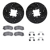 8512-13000 Drilled/Slotted Brake Rotors w/5000 Advanced Brake Pads Kit & Hardware [Black], 1985-1994 Subaru, Position: Front - image 1