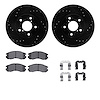 8512-13006 Drilled/Slotted Brake Rotors w/5000 Advanced Brake Pads Kit & Hardware [Black], 1990-1996 Subaru, Position: Front - image 1