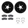 8512-13007 Drilled/Slotted Brake Rotors w/5000 Advanced Brake Pads Kit & Hardware [Black], 1997-2001 Subaru, Position: Front - image 1
