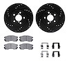 8512-13009 Drilled/Slotted Brake Rotors w/5000 Advanced Brake Pads Kit & Hardware [Black], 1990-1996 Subaru, Position: Front - image 1
