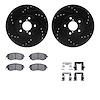 8512-13011 Drilled/Slotted Brake Rotors w/5000 Advanced Brake Pads Kit & Hardware [Black], 2011-2016 Subaru, Position: Front - image 1